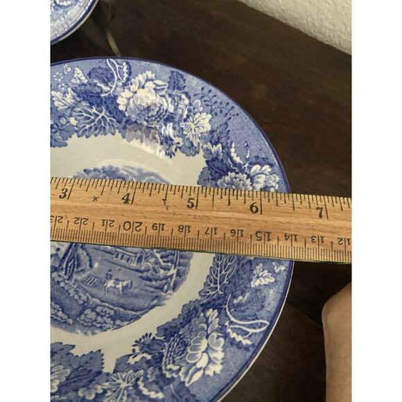 Vintage Woods Ware Flow Blue Cereal Bowls Wood & Sons England Set Of 2 - Picture 2 of 4